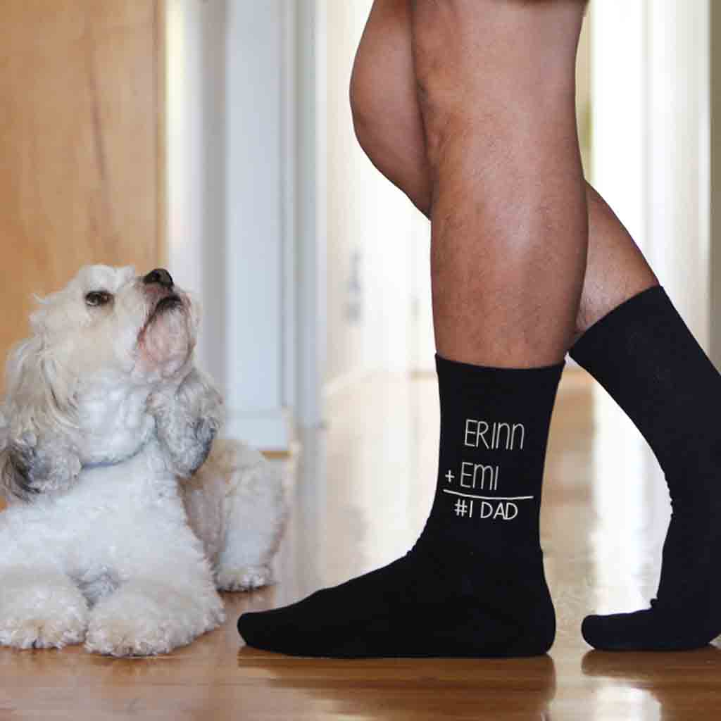 #1 Dad Math Equation Custom Socks with Children's Names