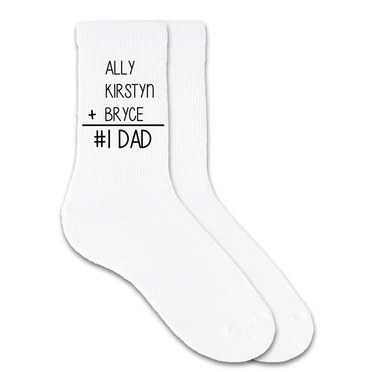 #1 Dad Math Equation Custom Socks with Children's Names