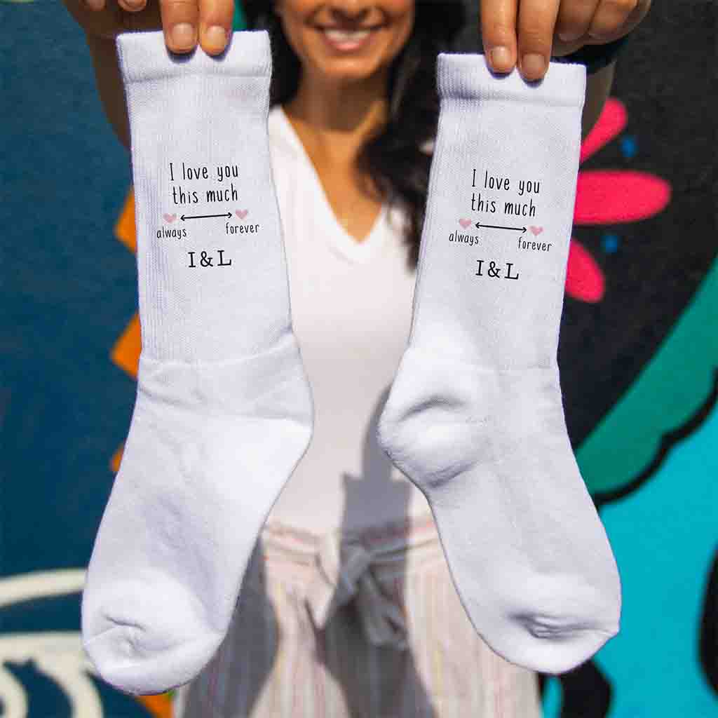 2 Year Anniversary Gift for Wife, Personalized Cotton Socks