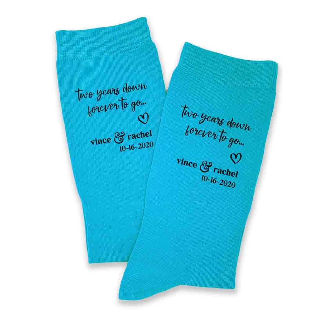 2nd Anniversary Two Years Down Custom Wedding Socks