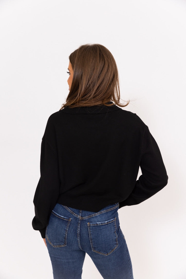 Black Vneck Sweater Top