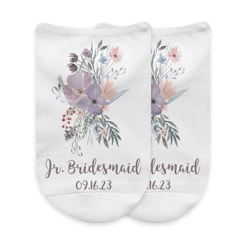 Bridal Party Personalized Socks - Watercolor Floral Design