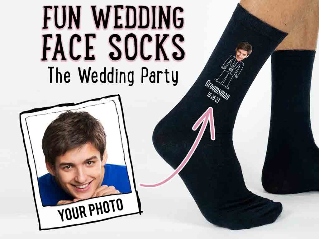 Custom Photo Socks with Photos of the Wedding Party