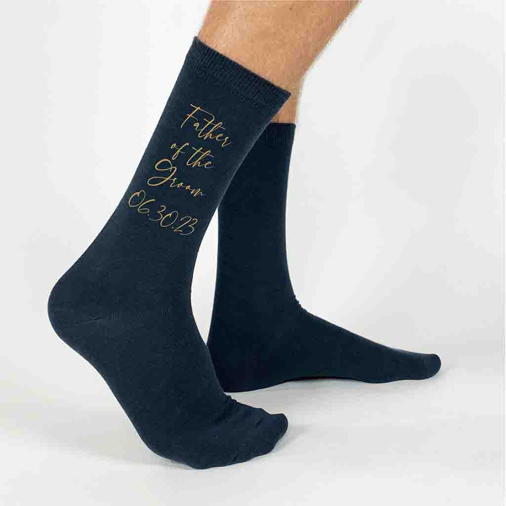 Custom Printed Wedding Party Socks with Script Writing