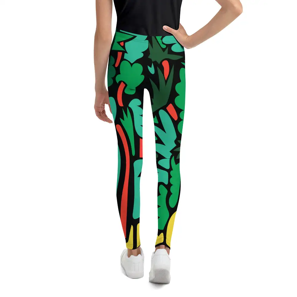 Dark Floral Forest Youth Leggings