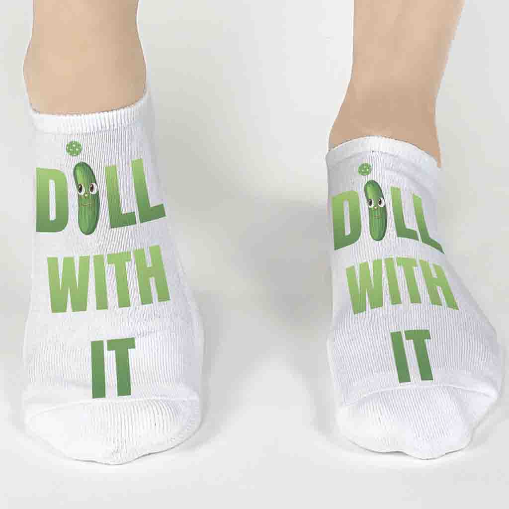 Funny No Show Socks for Pickleball - Just Dill with It