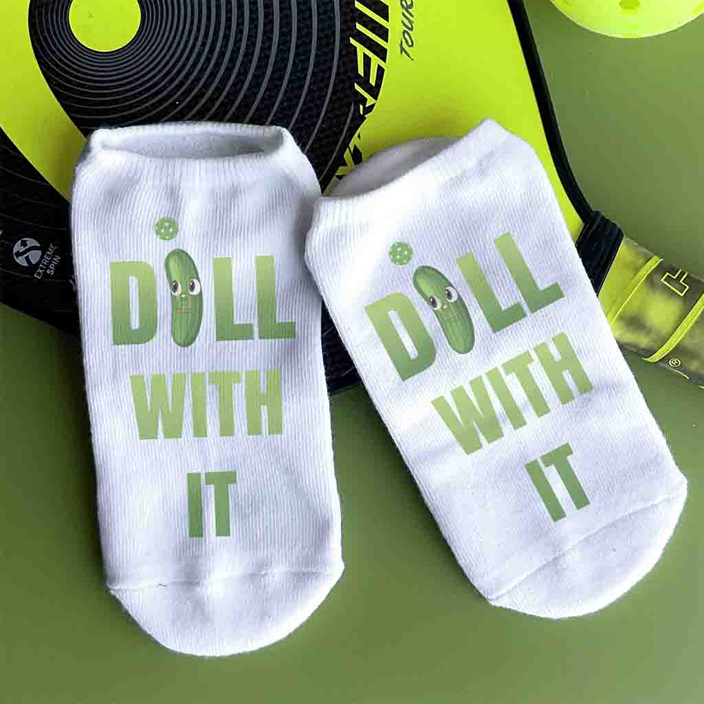 Funny No Show Socks for Pickleball - Just Dill with It