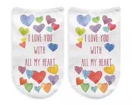 I Love You With All My Heart Valentine's No Show Socks