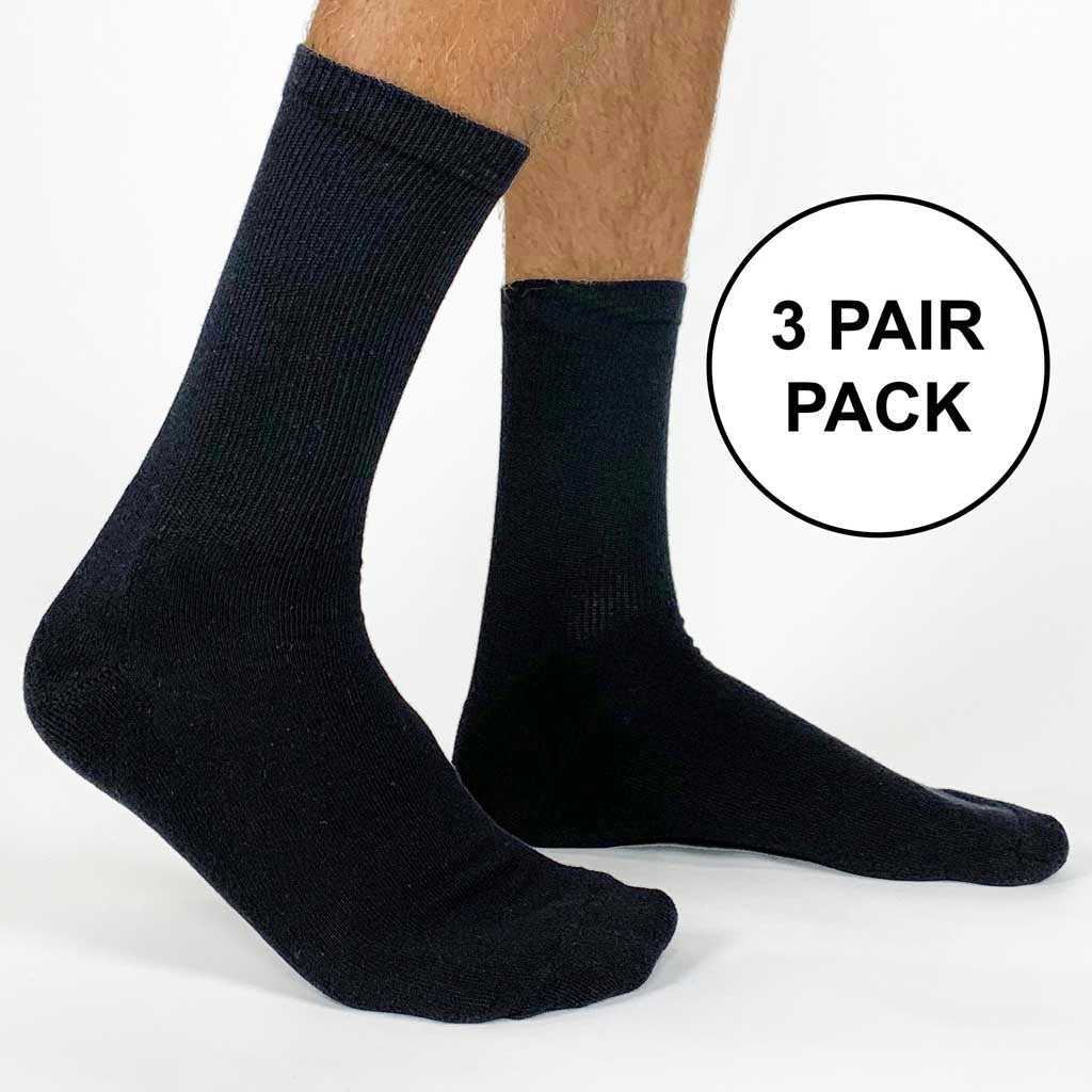 Large 1/2 Cushion Basic Cotton Ribbed Crew Socks - 3 Pack