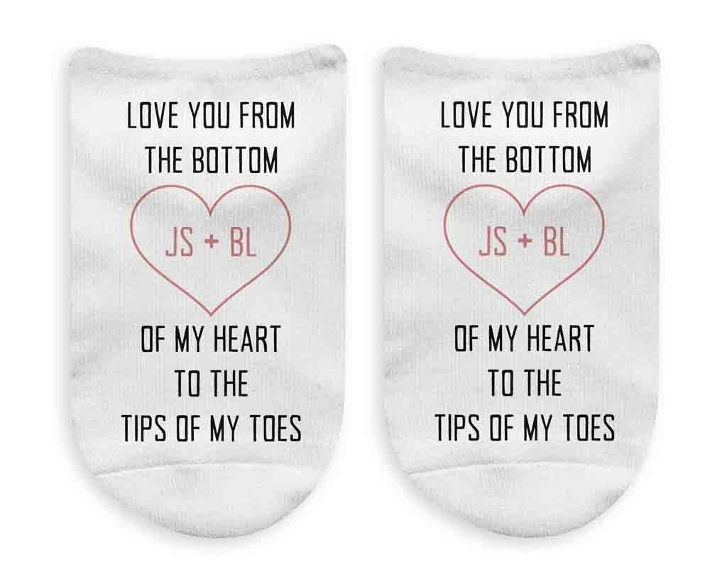 Love You To The Tips of My Toes Personalized No Show Socks