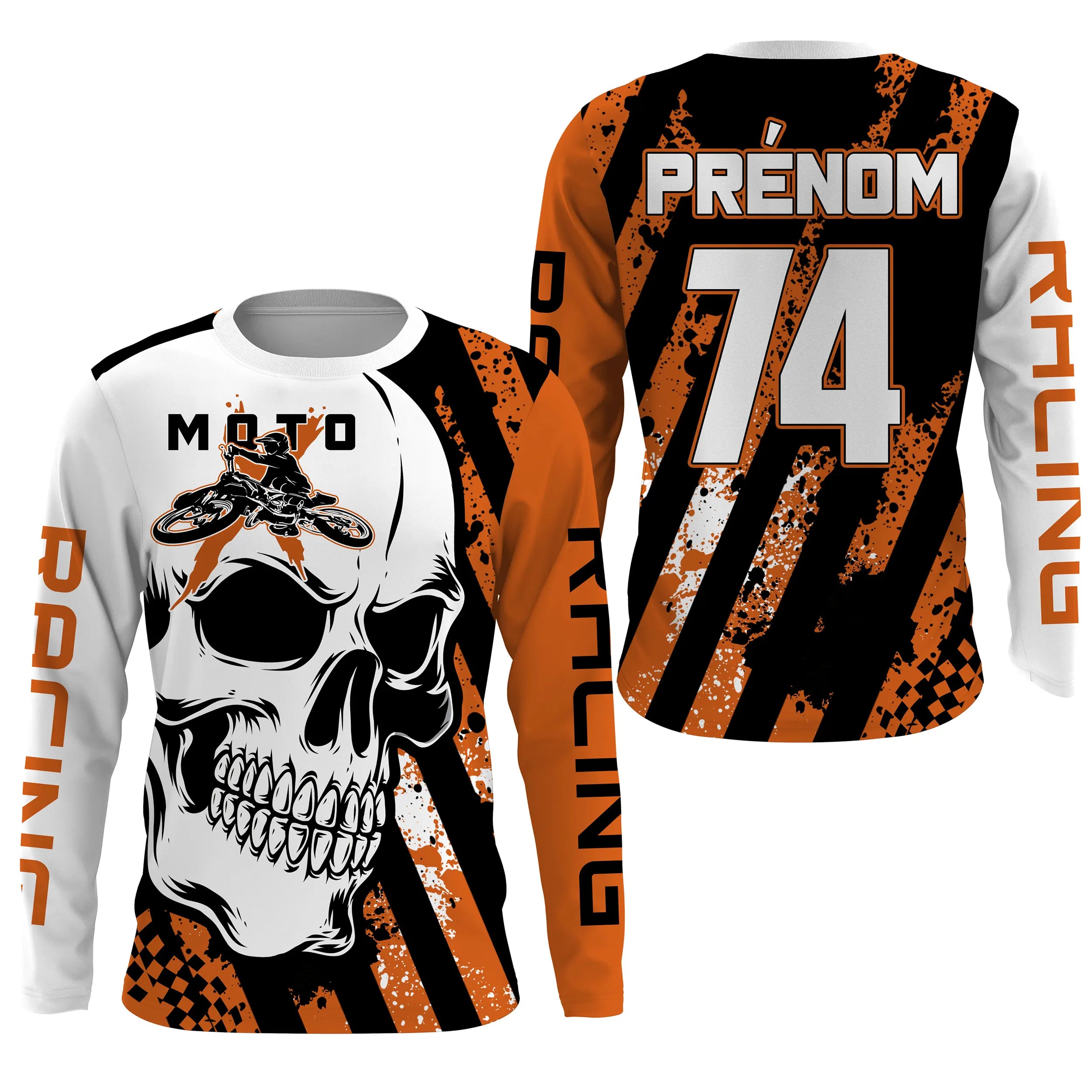 Maillot Cross Dirt Bike Personnalisé Orange, T-shirt Pilote Moto Cross Tout-Terrain - MZ29122201