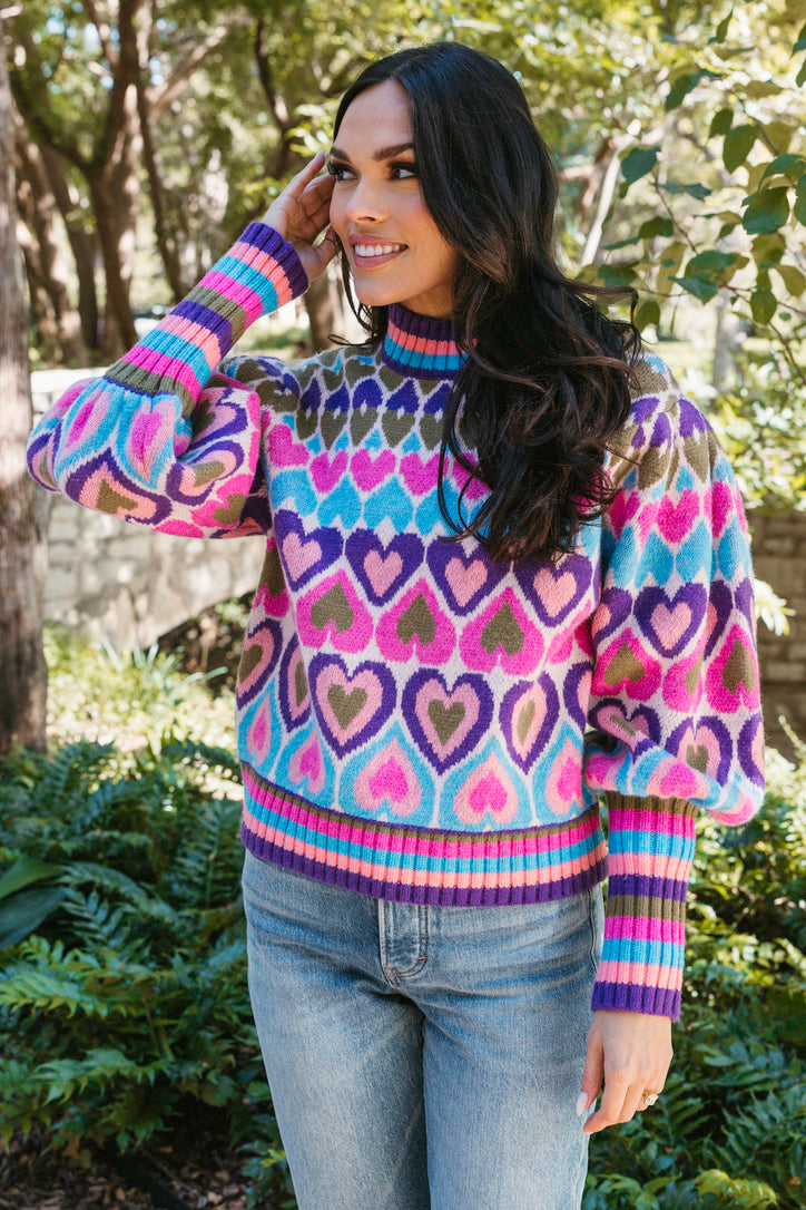 Multi Heart Novelty Sweater