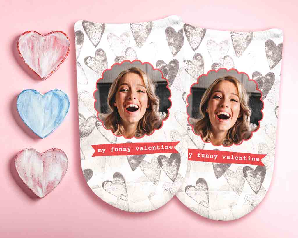 My Funny Valentine Socks with Photo and Heart Design