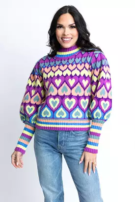 Novelty Heart Mock Sweater