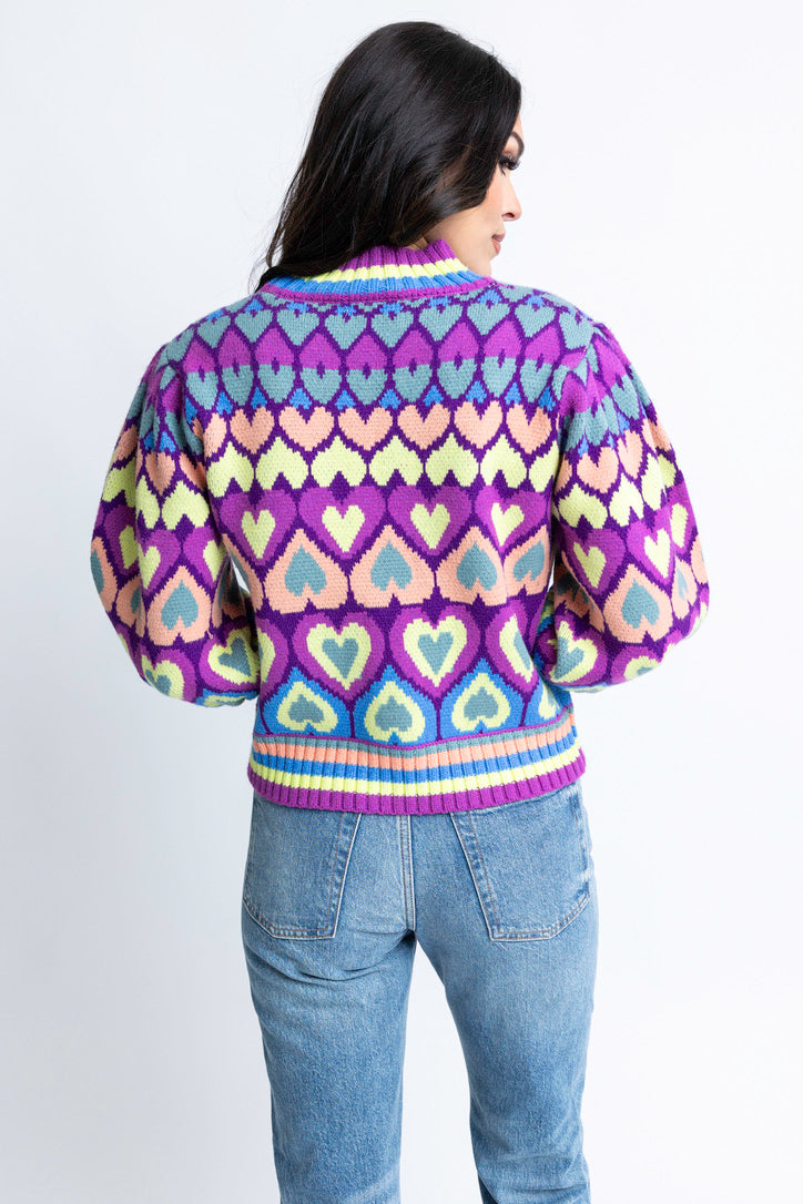 Novelty Heart Mock Sweater