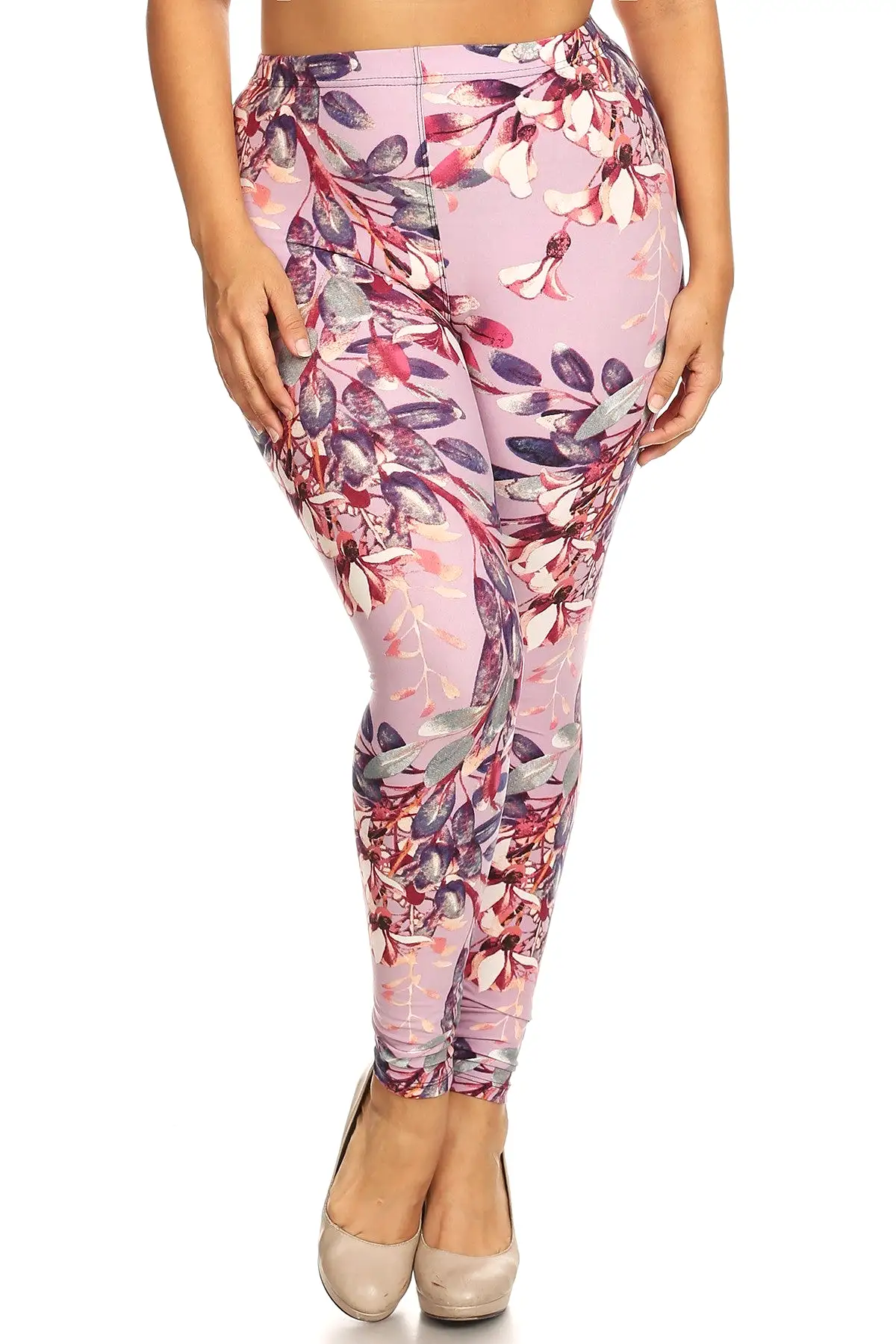 Plus Size Floral Print Leggings