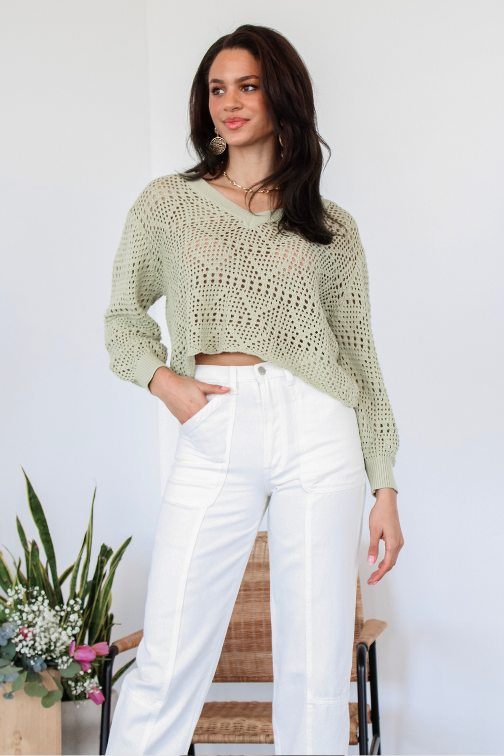 Slipped Away Lightweight Sweater in Sage