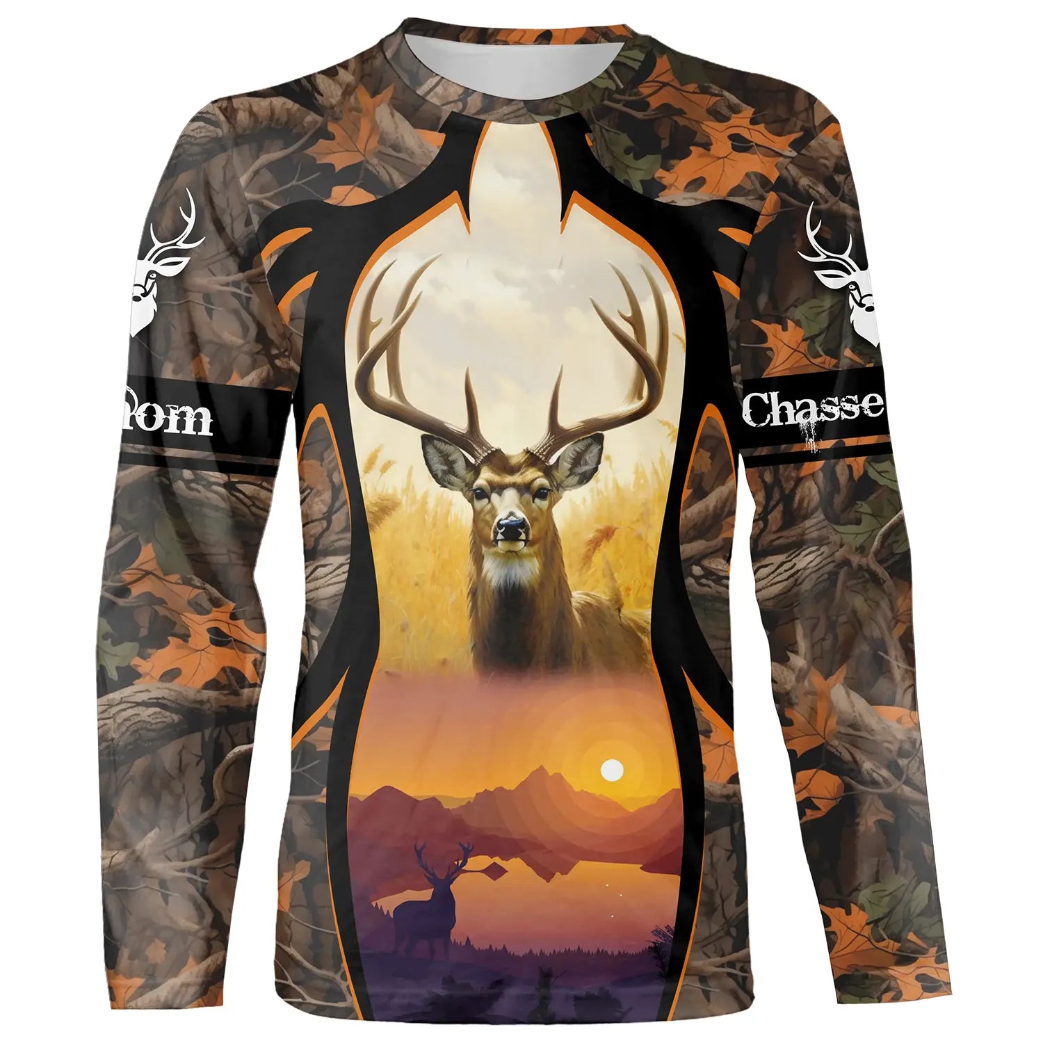 T-shirt Camouflage Chasse Au Cerf, Idée Cadeau Personnalisé Chasseur, Motif Automne - CT06092215