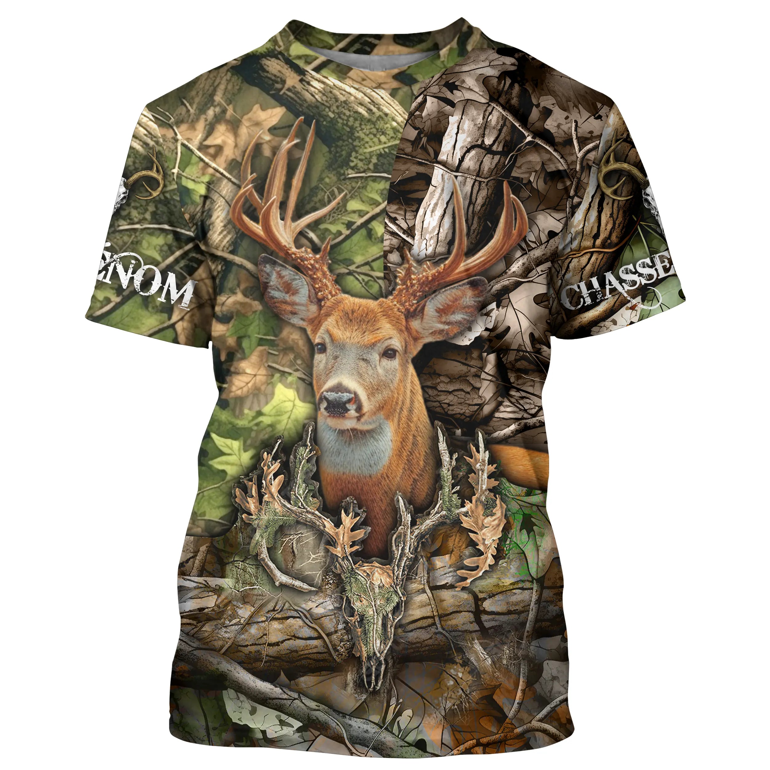 T-shirt Camouflage Chasse Passion, Chasse Au Cerf, Cadeau Perrsonnalisé Chasseur - CT07092236