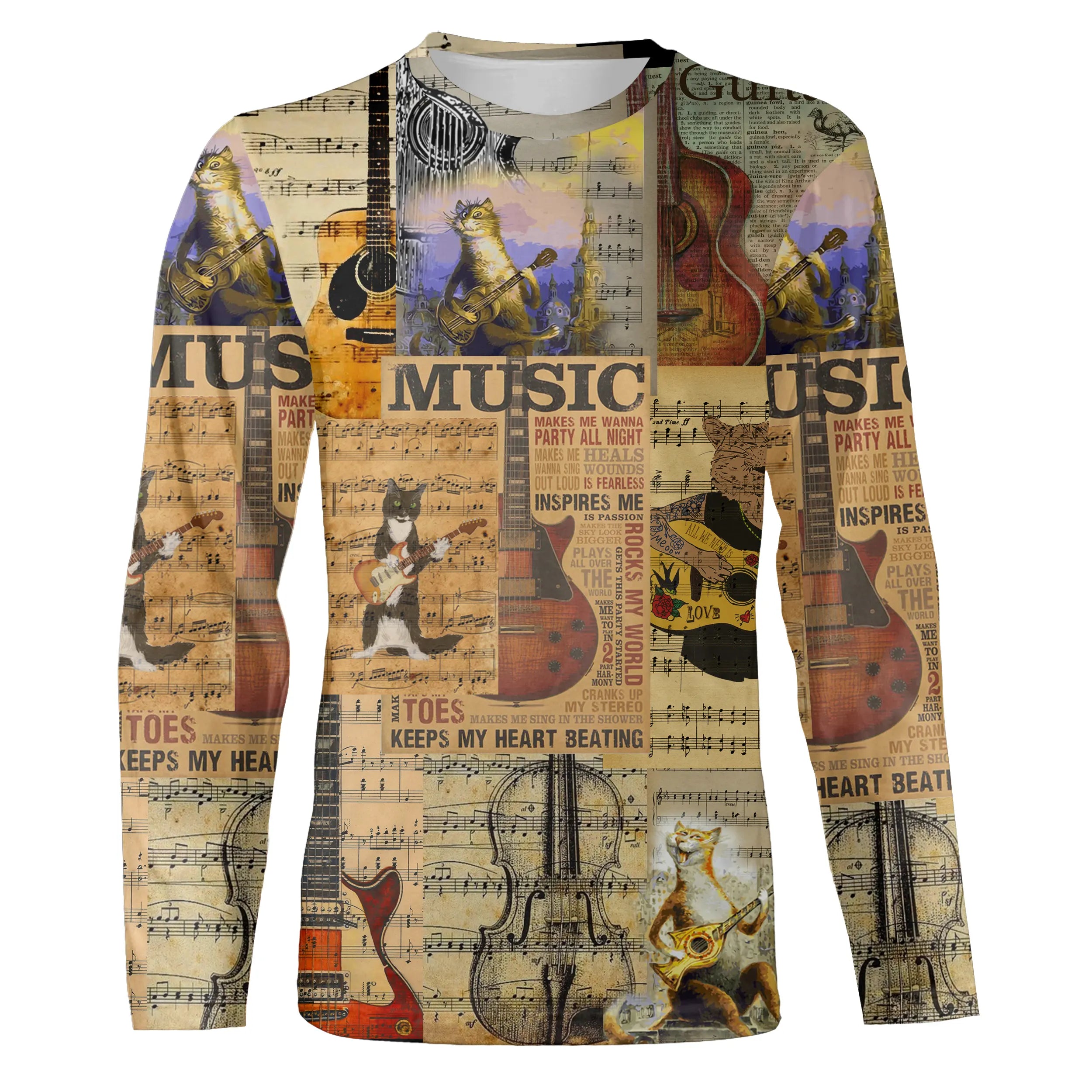 T-shirt Chat Jouer De La Guitare, Chat Musicien - CT26122209