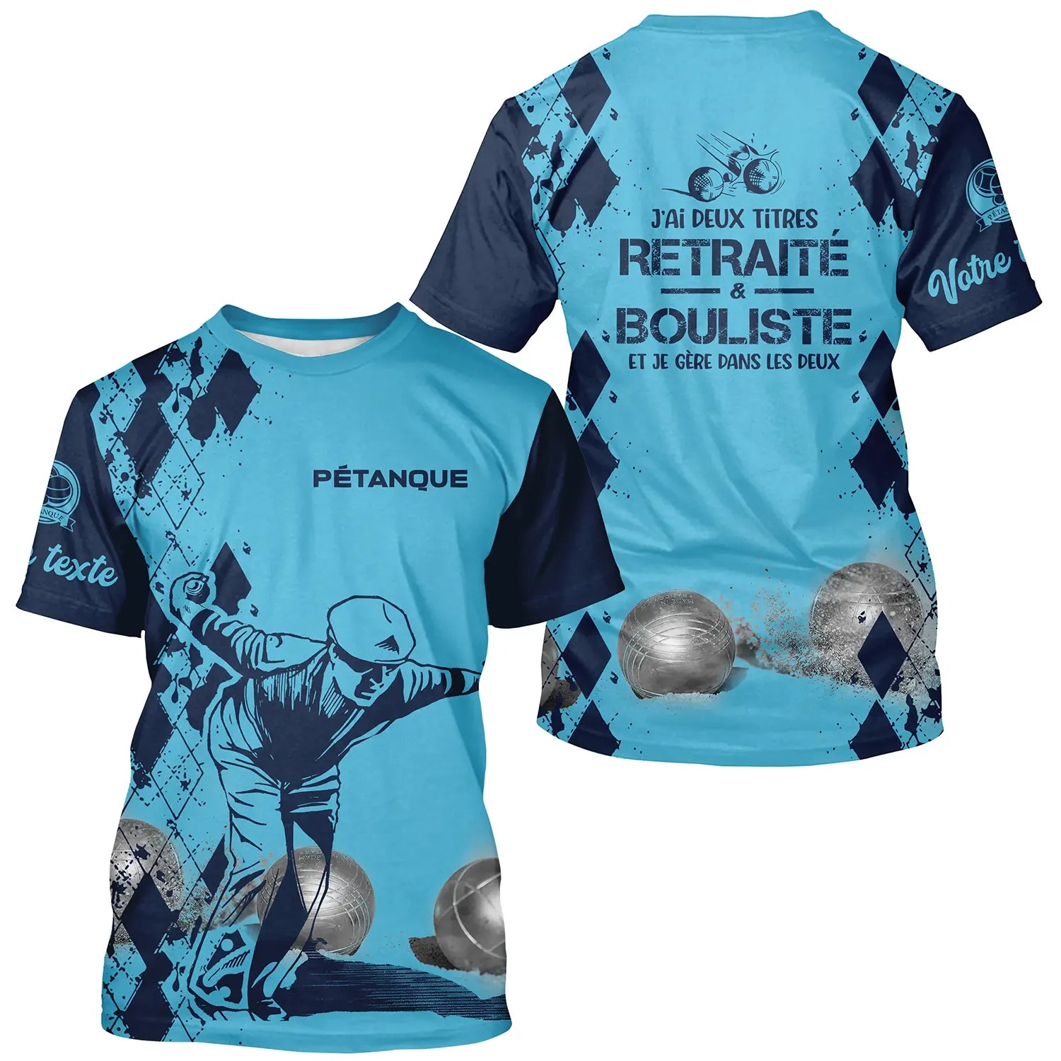 T-shirt Pétanque, Cadeau Humour Personnalisé Bouliste, J'ai Deux Titres Retraité Et Bouliste - CT13092368