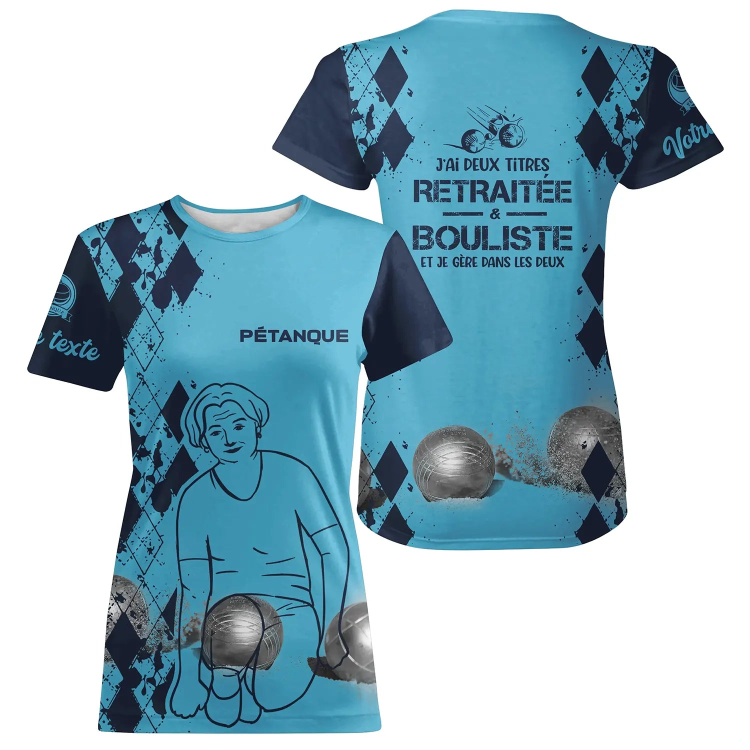 T-shirt Pétanque, Cadeau Humour Personnalisé Bouliste, J'ai Deux Titres Retraité Et Bouliste - CT13092368