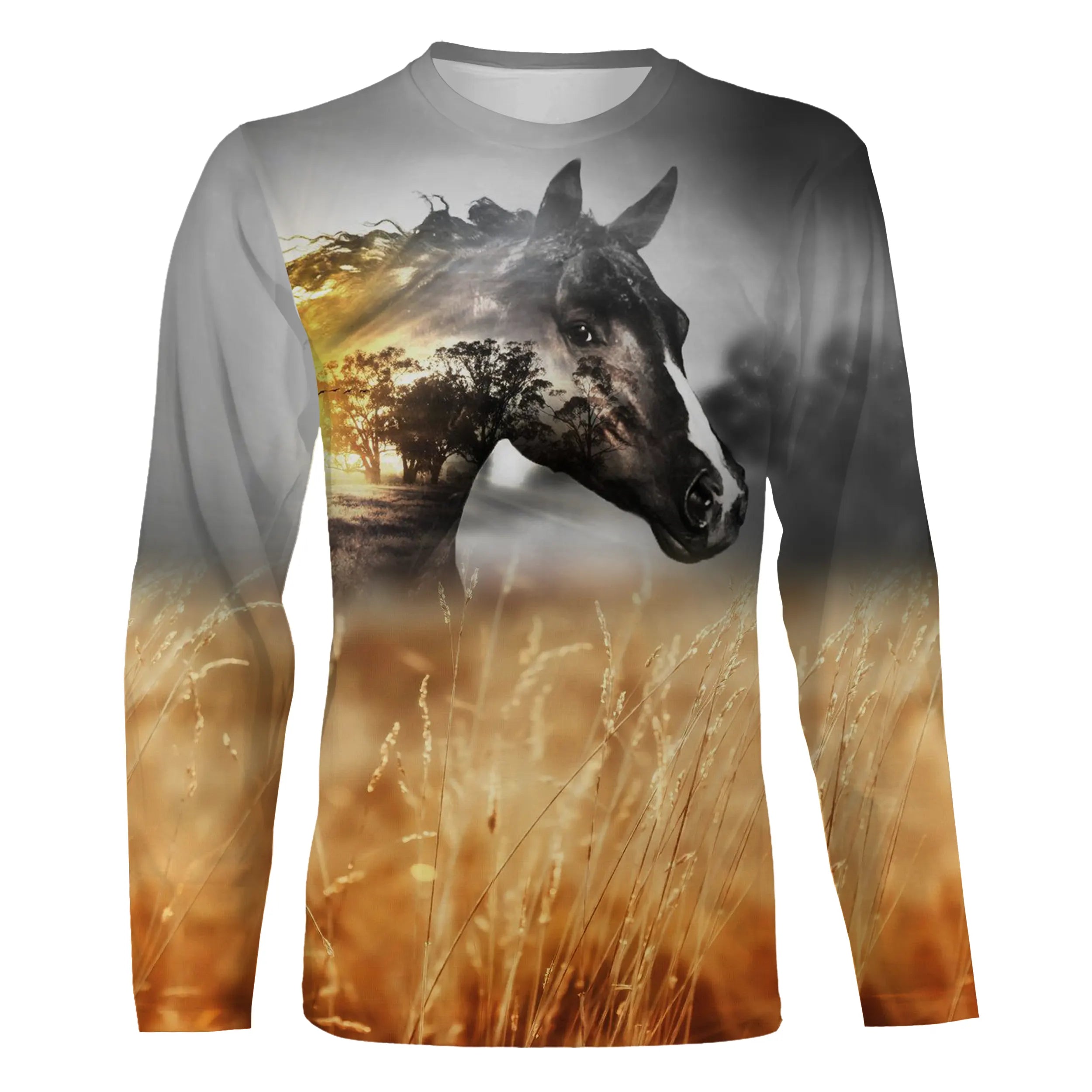 T-shirt quitation, Cadeau Original Fan Des Chevaux, Cheval Dans Les Champs De Blé - CT24082223