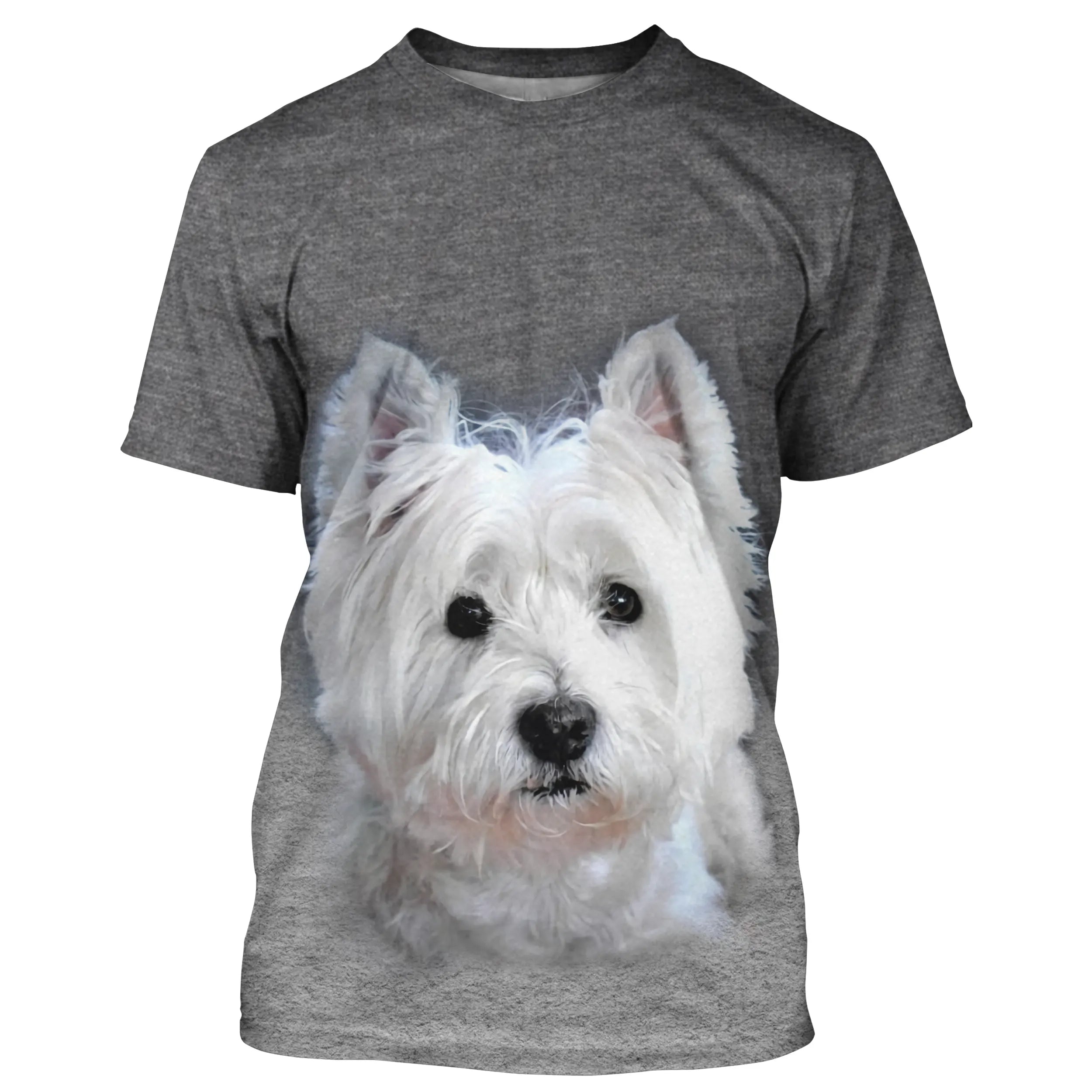 T-shirt Tee Homme Femme Basique Gris Chien Plein Air Col Rond Manche Courte Et Manche Longue - CT16012305