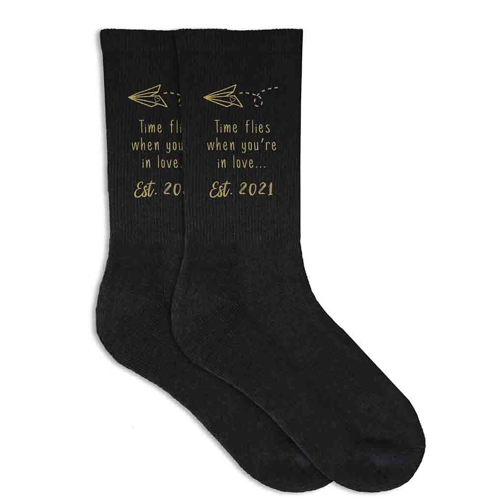 Time Flies - Two Year Cotton Anniversary Socks for HIm