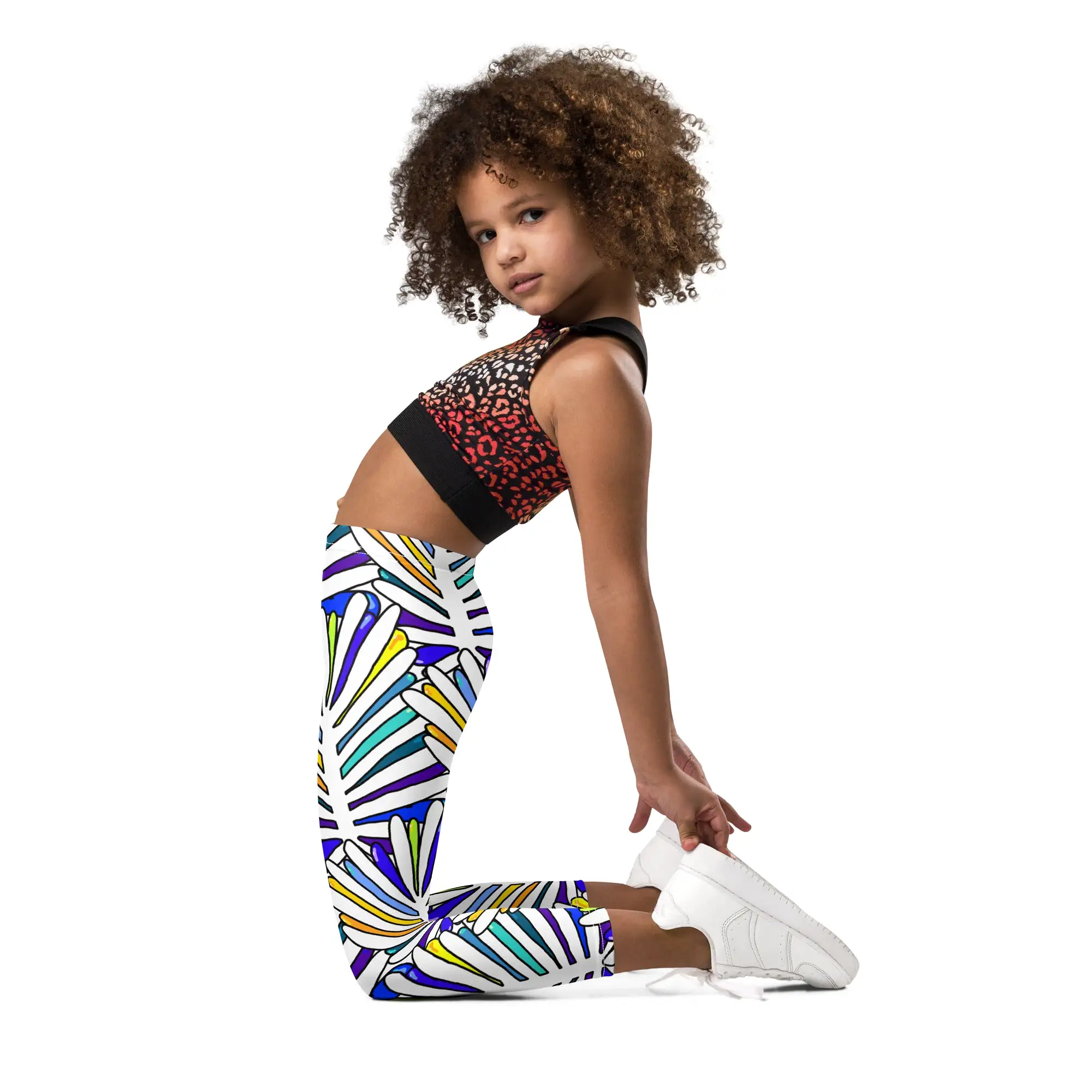 White Leaf All-Over Kid's Leggings