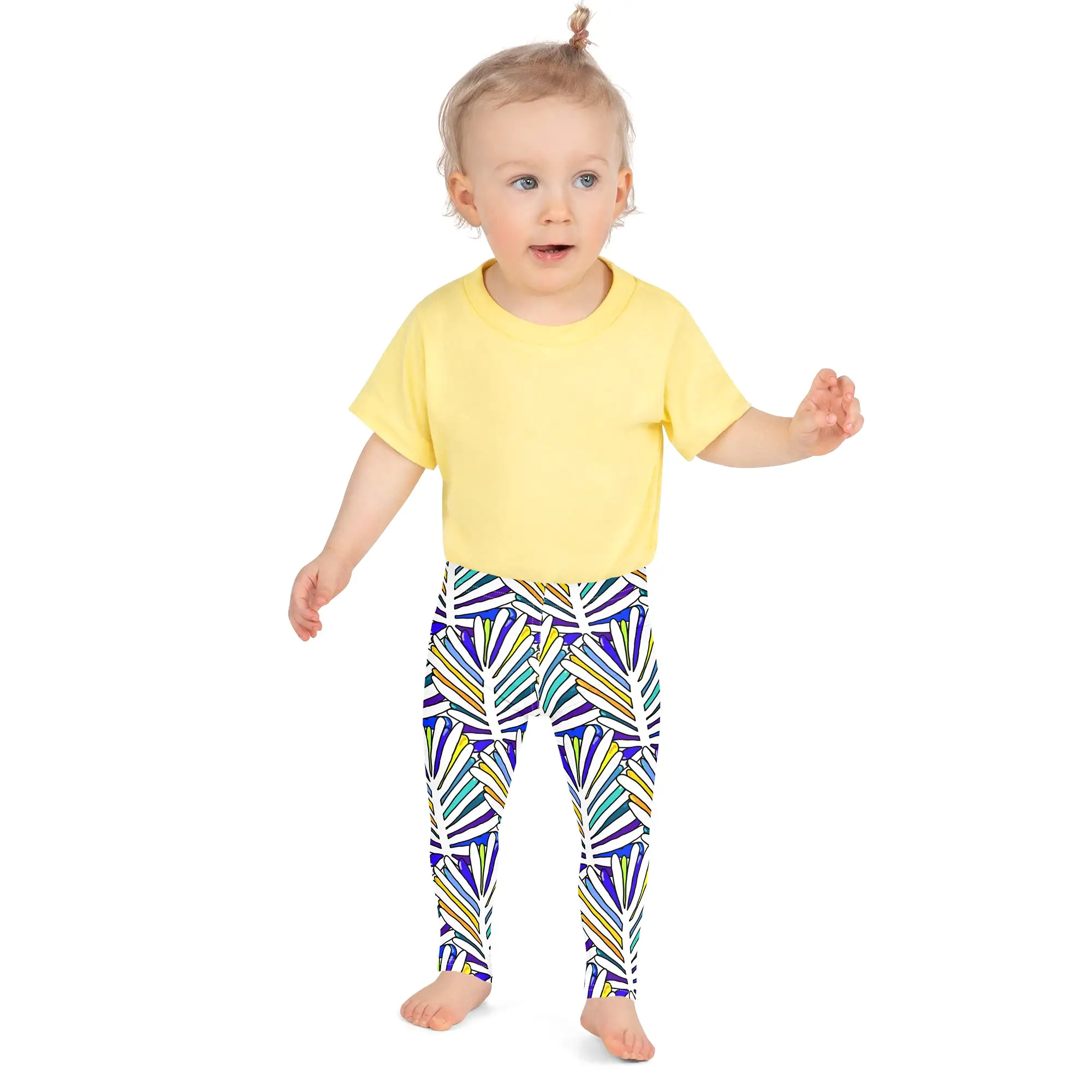 White Leaf All-Over Kid's Leggings